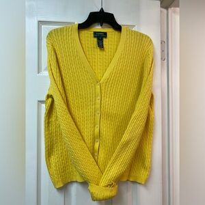 Ralph Lauren Vivid Yellow Cable Knit Cardigan